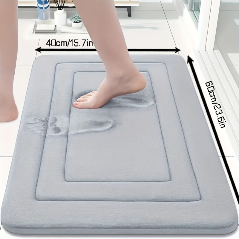 Coral Fleece Bathroom Minimalist Anti-Slip Mat, Floor Mat, Bathroom Door Mat, Flat Fleece Design, Washable - PVC Anti-Slip Bottom Lining