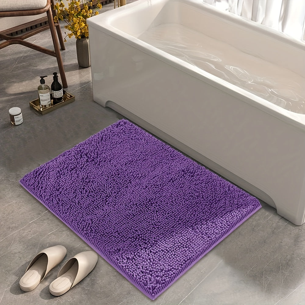 1pc Chenille Bright Purple Bathroom Anti-Slip Mat