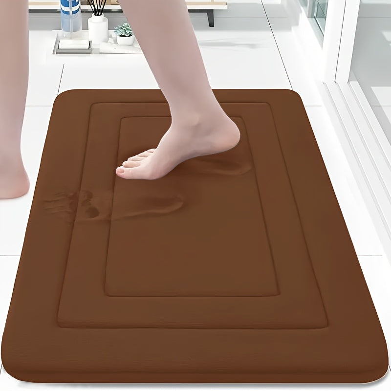Coral Fleece Bathroom Minimalist Anti-Slip Mat, Floor Mat, Bathroom Door Mat, Flat Fleece Design, Washable - PVC Anti-Slip Bottom Lining