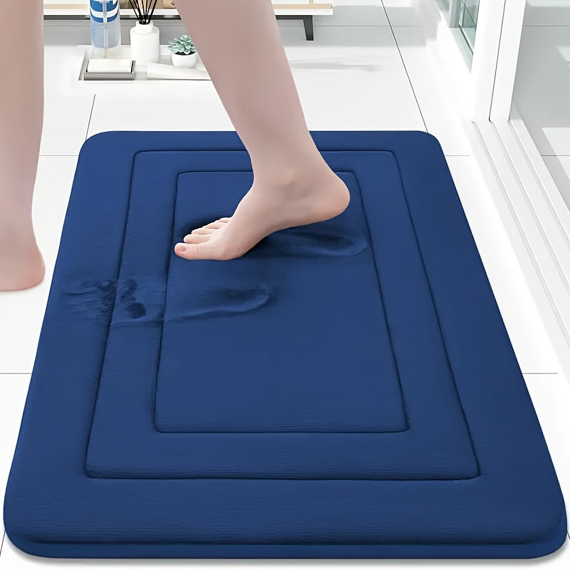 Coral Fleece Bathroom Minimalist Anti-Slip Mat, Floor Mat, Bathroom Door Mat, Flat Fleece Design, Washable - PVC Anti-Slip Bottom Lining