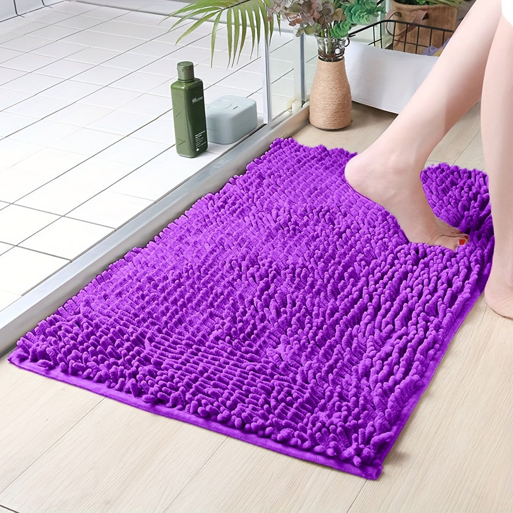 1pc Chenille Bright Purple Bathroom Anti-Slip Mat