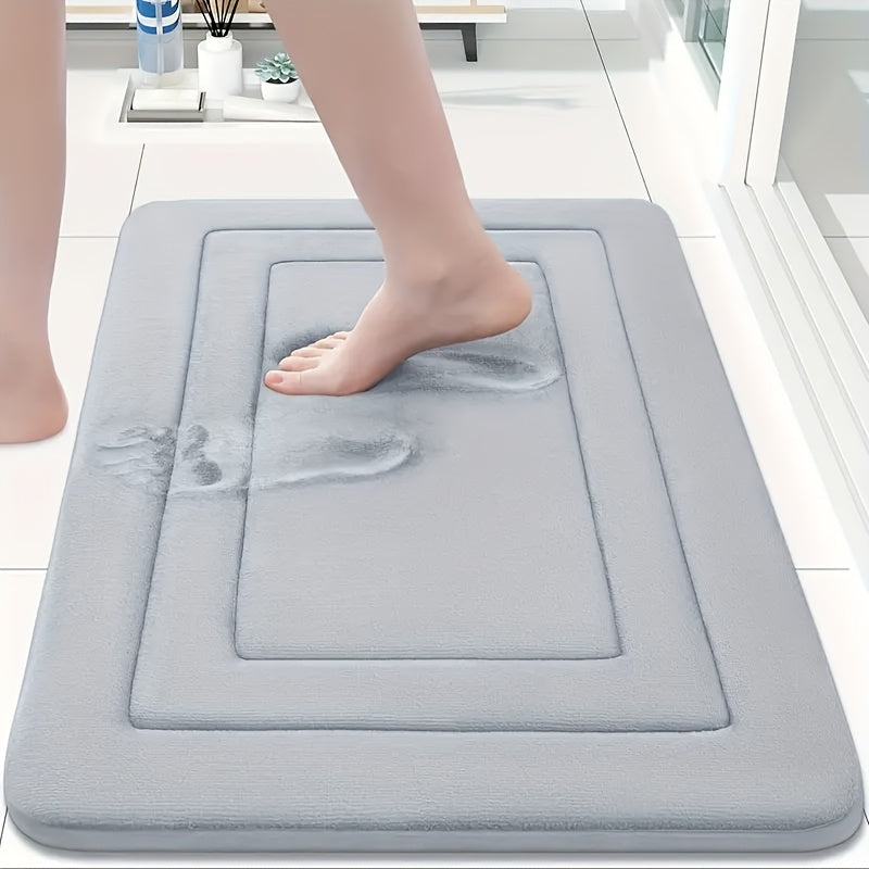 Coral Fleece Bathroom Minimalist Anti-Slip Mat, Floor Mat, Bathroom Door Mat, Flat Fleece Design, Washable - PVC Anti-Slip Bottom Lining