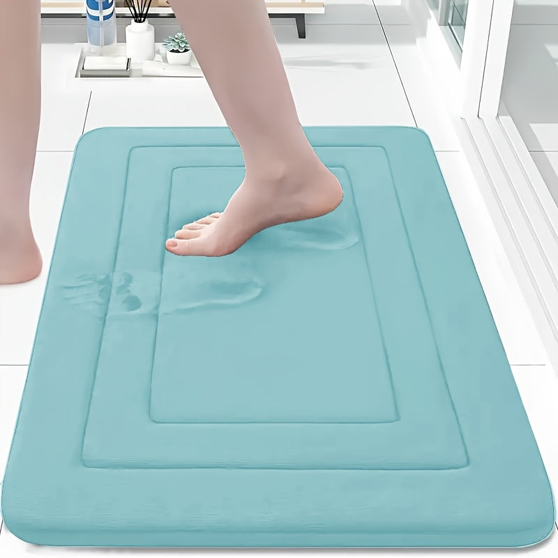 Coral Fleece Bathroom Minimalist Anti-Slip Mat, Floor Mat, Bathroom Door Mat, Flat Fleece Design, Washable - PVC Anti-Slip Bottom Lining