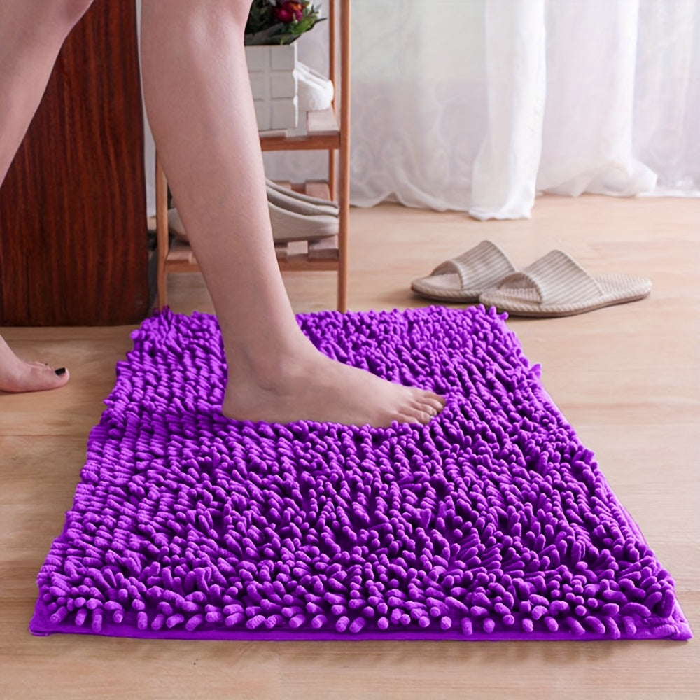 1pc Chenille Bright Purple Bathroom Anti-Slip Mat