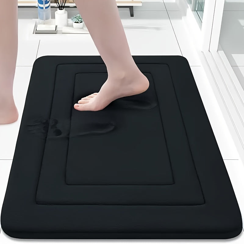 Coral Fleece Bathroom Minimalist Anti-Slip Mat, Floor Mat, Bathroom Door Mat, Flat Fleece Design, Washable - PVC Anti-Slip Bottom Lining