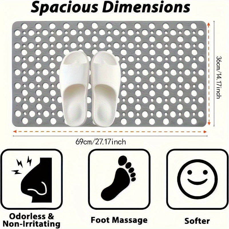 1 Quick-Dry Non-Slip Shower Mat with Round Hole Design - Heavy-Duty Anti-Slip Bath Mat, Fast-Draining and Massage Ring Mat, Suitable for Bathtub, Shower, Bathroom, Hotel Bathroom - Easy-to-Clean Bathroom Accessory, Non-Slip Shower Mat
